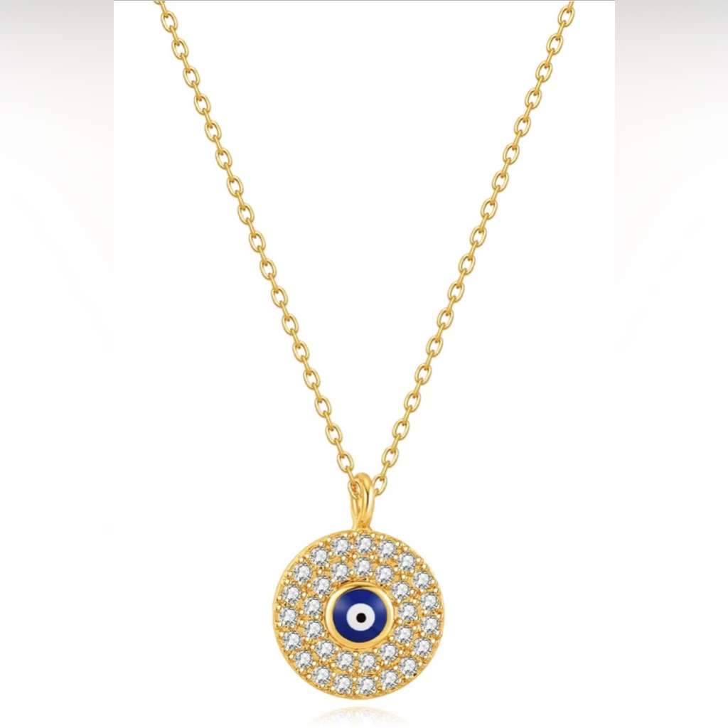 18k Gold Filled Evil Eye Pendant Necklace